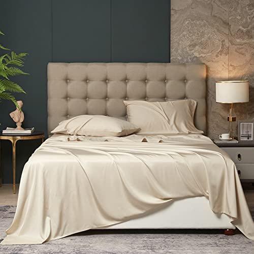 41nnprysztl.jpg HYPREST King Size Bamboo Rayon Sheet Set - Deep Pocket Fits 18"-24" Mattress, Luxury Silky Soft Cooling Bed Sheets, Perf