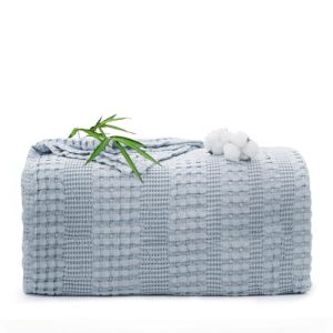 Cotton Waffle King Blanket for Hot Sleepers Bedding Lightweight Bamboo Rayon Bed Blanket for Summer Sleep King Size Cool