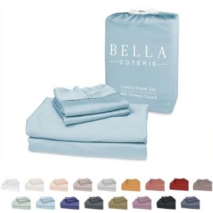 Bella Coterie Luxury Bamboo Viscose King Size Sheet Set for Hot Sleepers | Ultra Soft | 18" Deep Pocket [Coastal Blue] O