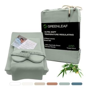 GREENLEAF 100% Organic Bamboo Viscose King Size Sheets | Ultra Soft & Cooling, 18" Deep Pocket, Double Stitched | Perfec