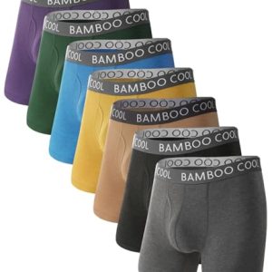 Men's Bamboo Cool Ultra ComfortSoft Moisture Wicking & Breathable No Ride Up Boxer Briefs with Fly | Men's Bamboo Cool