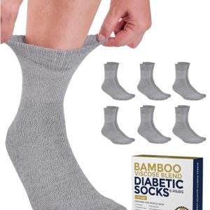 Pembrook Diabetic Socks for Women & Men - Moisture Wicking Ankle Neuropathy Socks | 6 Pairs | Gray OEKO-TEX STANDARD 100