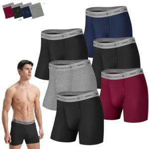 IGOLUMON Mens Underwear, Soft Bamboo Rayon Boxers for Men Breathable Underwear Trunks with Fly, 6 Pack