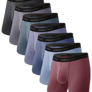 BAMBOO COOL Men's Ultra ComfortSoft Moisture Wicking & Breathable No Ride Up Underwear Boxer Briefs with Fly, Multipack