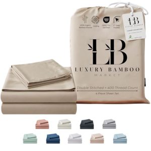 Ultra Soft 100% Viscose Made from Bamboo King Size Bed Sheet Set for Hot Sleepers | Cooling Organically Grown Bamboo Ki