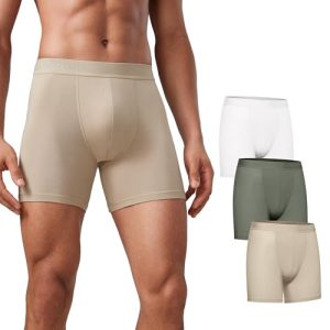 CRZ YOGA Men's Ultra-Soft Modal Boxer Briefs - Double Lined Comfort Moisture Wicking Breathable Stretch Underwear 3-Pack