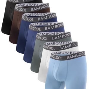 BAMBOO COOL Men's Ultra ComfortSoft Underwear, Moisture Wicking & Breathable No Ride Up Boxer Briefs for Active Men, Mul