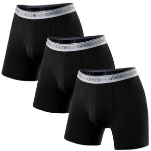 OEIOEI Men's Bamboo Rayon Boxer Briefs 3 Pack Moisture-Wicking Underwear OEKO-TEX STANDARD 100