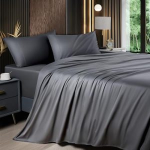 Shilucheng Cooling 4 Piece King Sheet Sets, Deep Pocket Up to 16", Breathable & Soft Bed Sheets for Warm Nights | Shilu