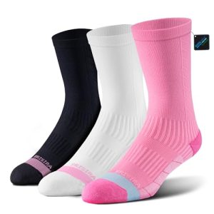 BRISIRA Coolmax Bamboo Viscose Compression Running Crew Socks for Women - Moisture-Wicking, Anti-Blister, Cooling Effect