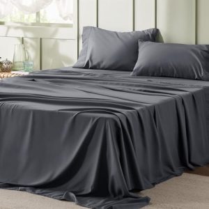 Bedsure Queen Sheet Set - Breathable & Cooling Hotel Luxury Bedding for Women & Men - Dark Grey OEKO-TEX STANDARD 100