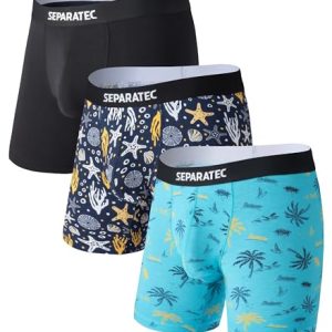 Separatec Mens Underwear with Pouch Moisture Wicking Dual Pouch Boxer Briefs for Men | Separatec Breathable Cool Rayon