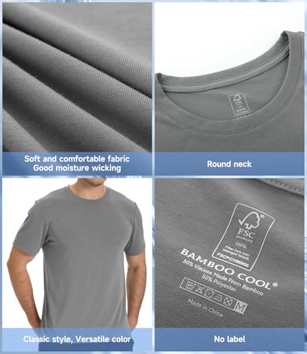41yqb5e3kil.jpg FSC Certified Men's Bamboo Cool Short Sleeve T-Shirts for Men | Heavy Weight Men's Bamboo Cool Crewneck T-Shirts | Men'