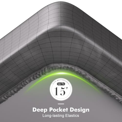 41z5ivj4i8l.jpg Deep Pocket Grounding Sheets Queen for Better Sleep (Gray) | Cooling & Breathable Bamboo Rayon Grounding Sheets Queen (