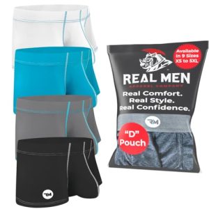 Real Men Bulge Enhancing Pouch Underwear for Men - 1 or 4 Pack | 3 Inches Ice Silk Mens Boxer Briefs with Pouch ABCD -