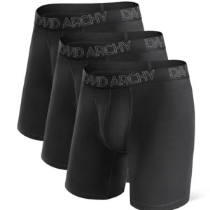 David Archy Men's Breathable Soft Boxer Briefs with Fly Moisture-Wicking Underwear | David Archy Men's Long Leg Boxer B