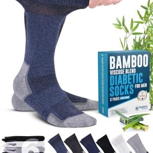 Doctor's Select Bamboo Viscose Diabetic Socks for Men | Neuropathy Socks | Black, White, Grey, Dark Grey, Navy, Blue D