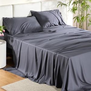 Bedsure King Size Cooling Sheets for Hot Sleepers, Rayon Derived from Bamboo, Breathable & Soft Deep Pocket Up to 16 In