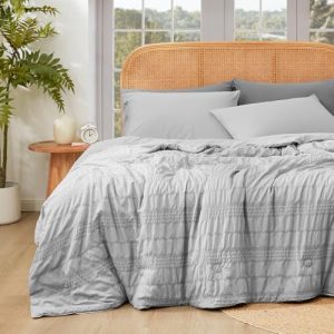 Cozy Bliss Q-Max 0.4 Reversible Lightweight Cooling Blanket Queen Size for Hot Sleepers Night Sweats Light Grey