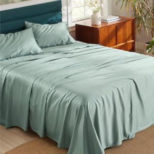 Bedsure Cooling Sheets King Size - Luxury Hotel Bedding, GentleSoft™, Silky & Breathable Eucalyptus Sheets, Green OEKO-T
