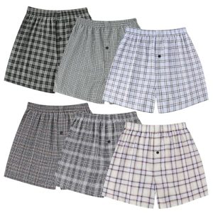 BAMBOO COOL Men's Lightweight Plaid Boxer Shorts for Men, Classic Relaxed Fit, 6 Pack BAMBOO COOL Men's Plaid Boxer Sh