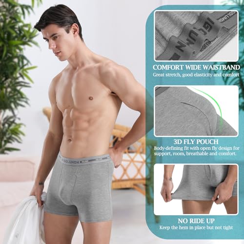 51a8pjuh2tl 2.jpg IGOLUMON Mens Underwear, Soft Bamboo Rayon Boxer Briefs for Men 6 Pack Breathable With Fly