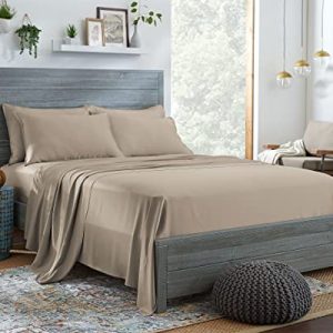 100% Organic Eucalyptus Bed Sheets King Size 4 Piece Set (Sand) 100% Organic Eucalyptus Tencel Lyocell Bed Sheets King S