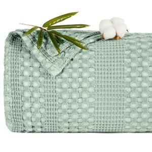 PHF Stone-Washed Cooling Waffle Blanket - King Size for Summer, Luxuriously Soft for Bed & Couch, OEKO-TEX STANDARD 100