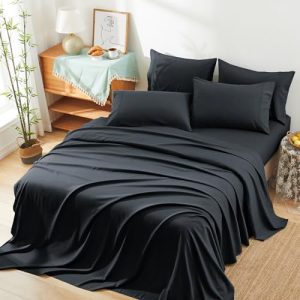Manyshofu Organic Cooling 6 Piece King Size Bed Sheets - Soft Breathable Black Sheet Set & Pillowcases Manyshofu 70% Ray