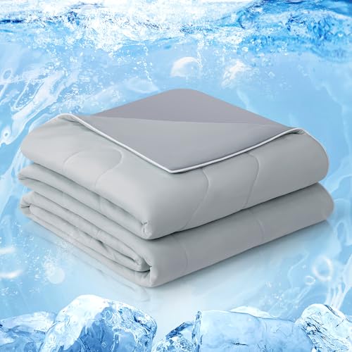 51jkxisic l 1.jpg EASELAND Cool Touch Comforter for Hot Sleepers, King Size (Grey, 108"x90") OEKO-TEX