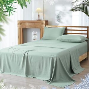 PHF Cooling Sheets Set for California King Size, Rayon Derived from Bamboo & Polyester, Breathable & Wrinkle Free Silky