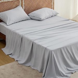Bedsure Cooling Queen Sheet Set, Breathable Soft & Silky Sheets for Hot Sleepers - Grey | Bedsure GentleSoft™ Hotel Lux