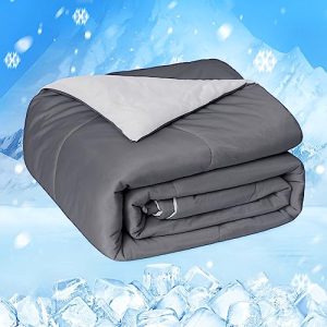 HOMFINE Cooling Comforter for Hot Sleepers | Japanese Double-Sided Cold Tech Fabric Cooling Blanket | Soft Breathable