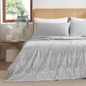 Snuggle Sac Queen Size Cooling Blanket Cool Grey for Hot Sleepers All Season Reversible Bedding Comforter Queen Size 90x