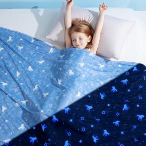 Elegear Kids Glow in The Dark Cooling Blanket for Hot Sleeper Girls, Q-Max>0.5 Arc-Chill |0 Cool Fabric to Keep Body Coo