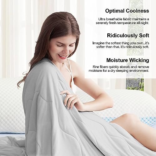 51yd044gj4l 1.jpg EASELAND Cool Touch Comforter for Hot Sleepers, King Size (Grey, 108"x90") OEKO-TEX