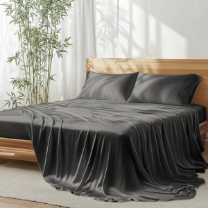 Dark Gray JSELF Bamboo Viscose Sheets King Size Bed Sheets Set for Cool & Breathable Sleep | JSELF 100% Bamboo Viscose