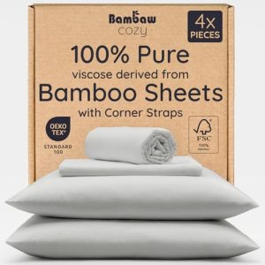 Bambaw King Size Sheets Set - 4pcs Cooling Sheets for Hot Sleepers Fit Deep Pocket-up to 16'' OEKO-TEX THEFORESTSTEWARDC