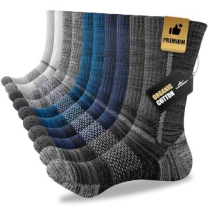 Niorasen Men's Moisture Wicking Cotton Crew Work Socks for Hiking Sports Running | Niorasen Men's Cushioned Boot Socks