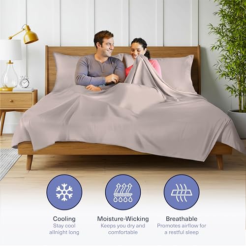 51lsq8sithl.jpg Kickoff 100% Organic Bamboo Viscose Sheets King SizeSet for Hot Sleepers in Grey Mist OEKO-TEX Standard 100 Kickoff Ki