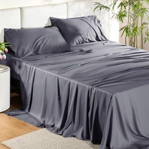 Bedsure Queen Size Cooling Rayon Derived from Bamboo Sheet Set for Breathable & Soft Deep Pocket Up to 16 Inches - Hote
