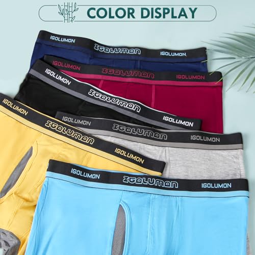 51nrmdyelal 4.jpg IGOLUMON Men's Breathable Soft Boxers 6 Pack Bamboo Rayon Underwear for Comfortable Daily Wear | IGOLUMON Men's Bamboo