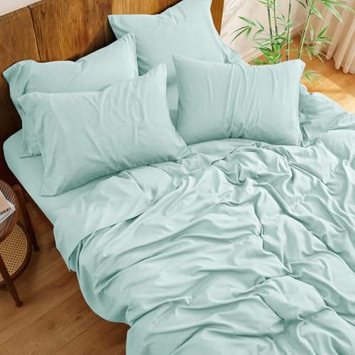 51qlfkhfbml 1.jpg Horbaunal Ultra Soft & Cooling Queen Size Rayon Derived from Bamboo Bed Sheets - Luxury Silky Breathable Sheet Set | Ho