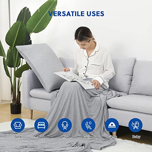 51qymiqkjxl.jpg HOMFINE Cooling Blankets for Hot Sleepers - Thin Lightweight Breathable Soft Summer Blanket (Grey, 60 x 80 inches) OEKO-