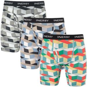 INNERSY Men's Anti Chafing Breathable Boxer Briefs 8.8" Long 3 Pack | INNERSY Men's Mesh Breathable Boxer Briefs 8.8" L