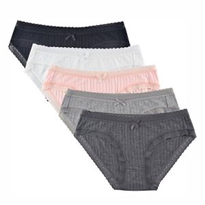 Knitlord Women's Soft Cotton or Viscose Bikini Underwear 5 Pack - Lace Trim Comfort for Women | Knitlord Women's Cotton