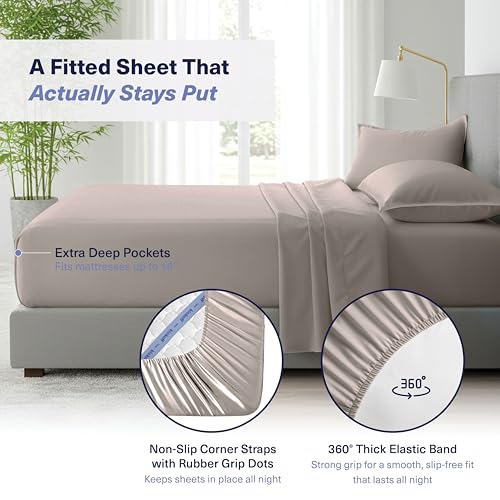 51tm0xjh6l.jpg Kickoff 100% Organic Bamboo Viscose Sheets King SizeSet for Hot Sleepers in Grey Mist OEKO-TEX Standard 100 Kickoff Ki