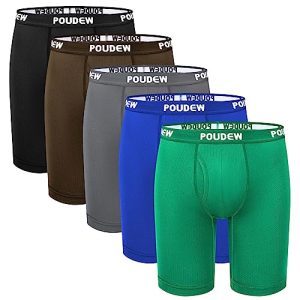 POUDEW Men's Breathable Mesh No Roll Waistband Tagless Athletic Underwear Boxer Briefs Pack of 5 for Comfortable Workou