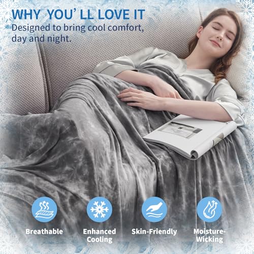51zjmvsodyl.jpg Guohaii Arc-Chill Q-Max Cool Fiber Throw Blanket for Hot Sleepers, Full Size 60"x90", Lightweight Breathable Grey